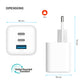 Síťová GaN nabíječka FIXED Mini s 2xUSB-C a USB výstupem, podpora PD, 65W, bílá