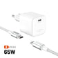 Set of network GaN chargers FIXED Mini with USB-C output and USB-C/USB-C cable, PD support, 2 meters, 65W, white