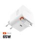 FIXED 2xUSB-C charger with retractable cable, GaN, PD 3.0 support, 65W, white