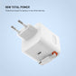 FIXED 2xUSB-C charger with retractable cable, GaN, PD 3.0 support, 65W, white