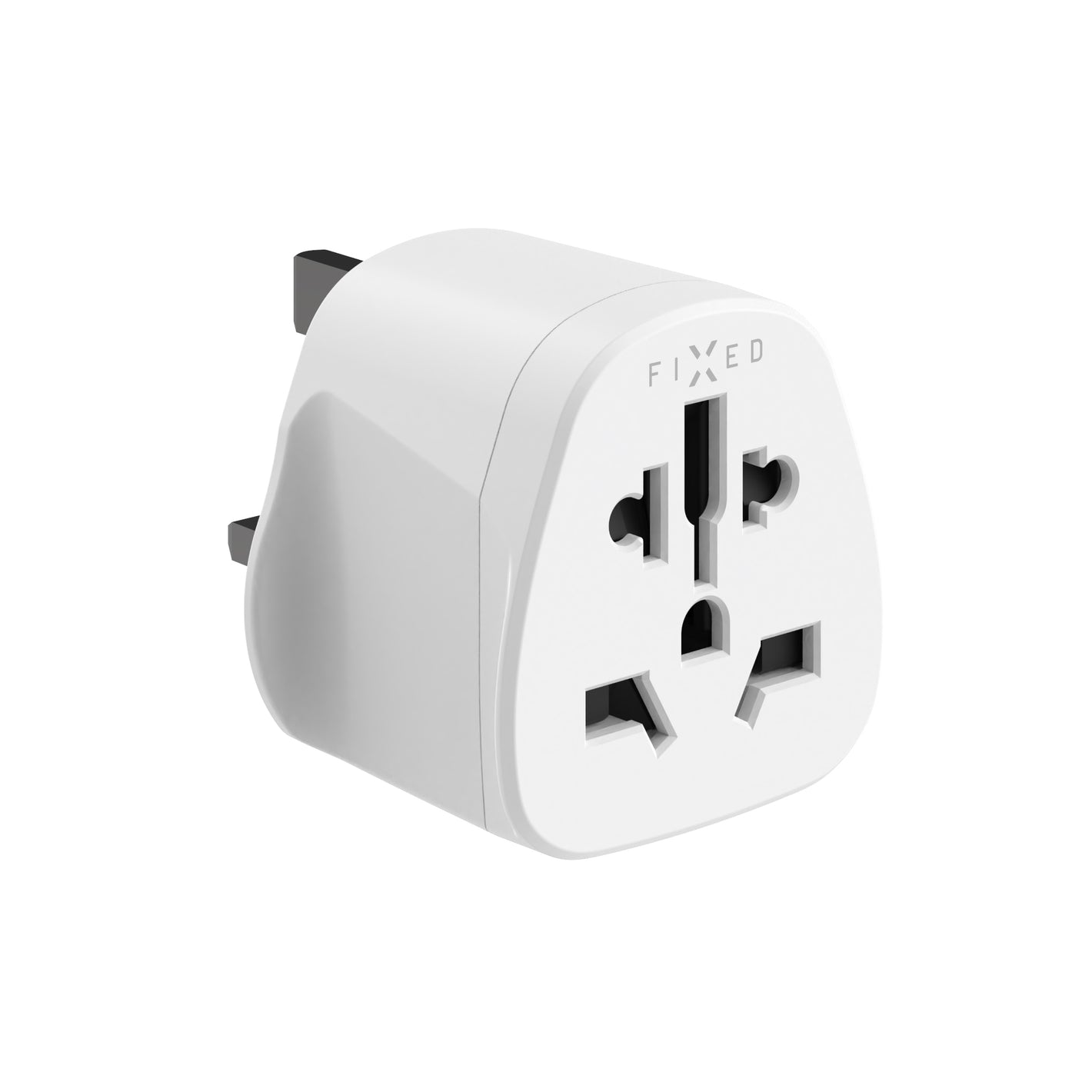 Adaptér FIXED UK Adapter pro zapojení EU, US, AUS zařízení do UK zásuvek, bílý
