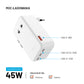 Adapter podróżny FIXED Voyager Slim 45W do UE, UK i USA/AUS, z 3xUSB-C i wyjściem USB, GaN, PD 45W, biały