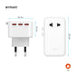 Adapter podróżny FIXED Voyager Slim 45W do UE, UK i USA/AUS, z 3xUSB-C i wyjściem USB, GaN, PD 45W, biały