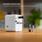 Adapter podróżny FIXED Voyager 70W do UE, UK i USA/AUS, z wyjściem 3xUSB-C i 2xUSB, GaN, PD 70W, biały