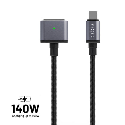 FIXED Braided Cable USB-C/MagSafe 3, 2m, 140W, gray