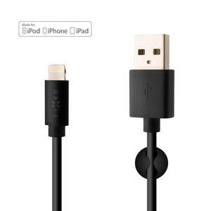Dátový a nabíjací kábel FIXED s konektormi USB/Lightning, 1 meter, MFI certifikácia, čierny