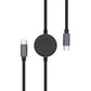 Opletený kábel FIXED Power Watch Cable s konektormi USB-C/USB-C a Apple/Samsung Watch nabíjačkou, 1.5m, PD 60W, sivý
