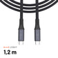 FIXED Braided Cable USB-C/USB-C, 1,2m, USB4 gen2 20Gbps, 4K 60Hz, 240W, gray
