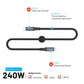 FIXED s Kabel w oplocie do ładowania i transmisji danych, złącza USB-C/USB-C, PD 3.1, 1,2 m, USB4gen2 20 Gb/s, 4K60 Hz, 240 W, szary