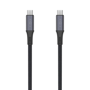 Dlouhý nabíjecí a datový opletený kabel FIXED s konektory USB-C/USB-C, PD 3.1, 2 m, USB4gen2 20Gbps, 4K60Hz, 240W, šedý