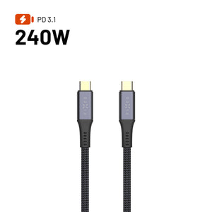 Krótki kabel w oplocie FIXED Media Cable ze złączami USB-C/USB-C, PD 3.1, 0,35 m, USB4 Gen3 40Gbps, 8K60Hz, 240W, czarny