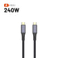 Geflochtenes, festes Medienkabel mit USB-C/USB-C-Anschlüssen, PD 3.1, 2 m, USB 4.0 Gen 3 (40 Gbit/s, 8K/60 Hz, 240 W), schwarz