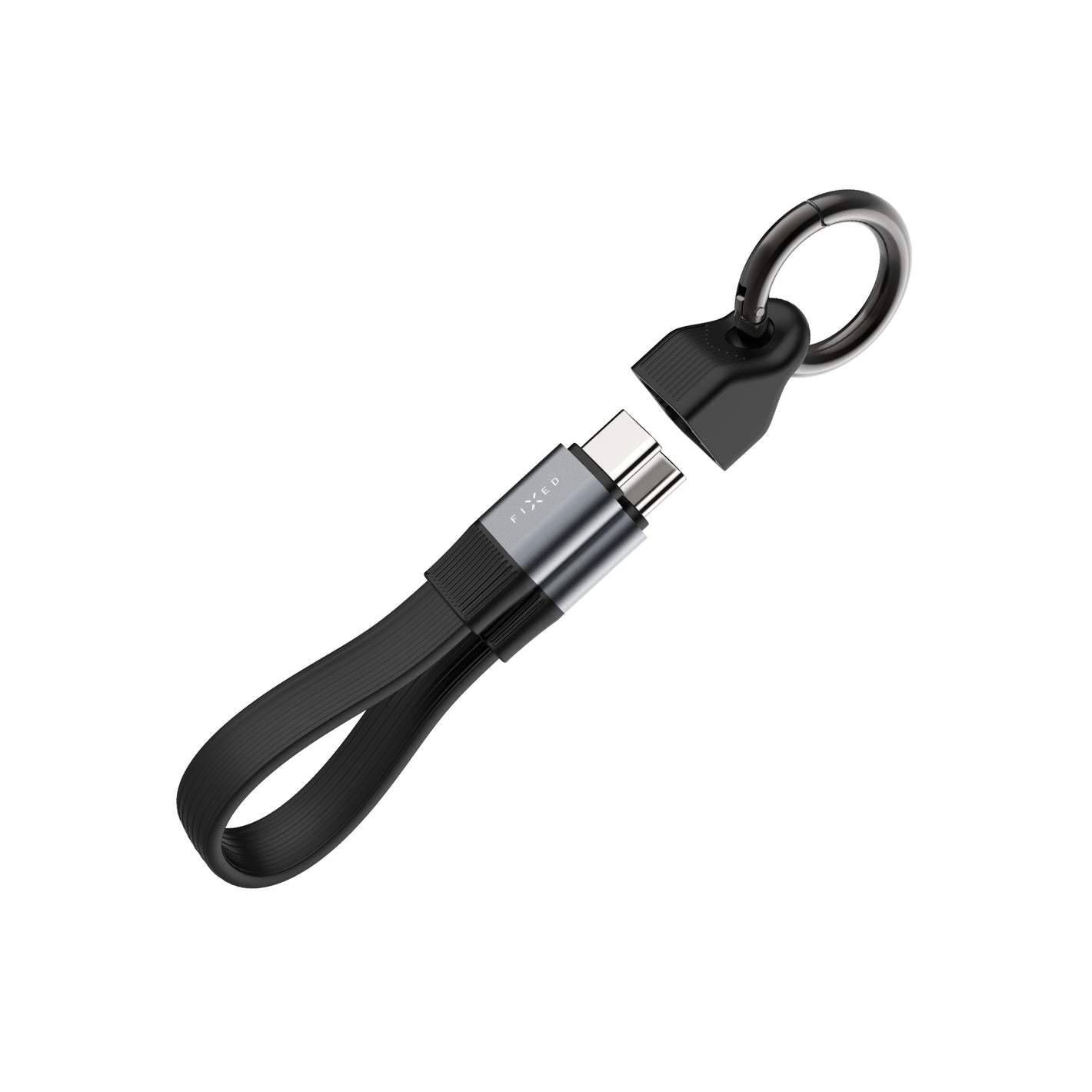 FIXED Clip Cable USB-C/USB-C, with carabiner, 3.2 Gen 2 10Gb/s, 4K60Hz, PD 240W, black