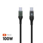 Nabíjací a dátový kábel FIXED s displejom s konektormi USB-C/USB-C a podporou PD, 1.2m, USB 2.0, 100W, čierny