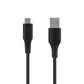 Krátky nabíjací a dátový Liquid silicone kábel FIXED s konektormi USB/USB-C a podporou PD, 0.3m, USB 2.0, 60W, čierny