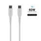 Krótki kabel z płynnego silikonu do ładowania i transmisji danych FIXED ze złączami USB-C/USB-C i obsługą PD, 0,5 m, USB 2.0, 60W, biały