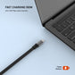 Navíjací kábel FIXED Retractable Cable s konektormi USB-C/USB-C, 1m, PD 100W, 480Mbps, sivý