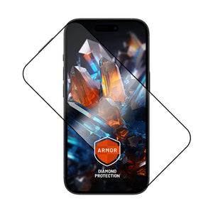 Prémiové ochranné tvrdené sklo FIXED Armor s aplikátorom pre Apple iPhone 15 Plus, čierne