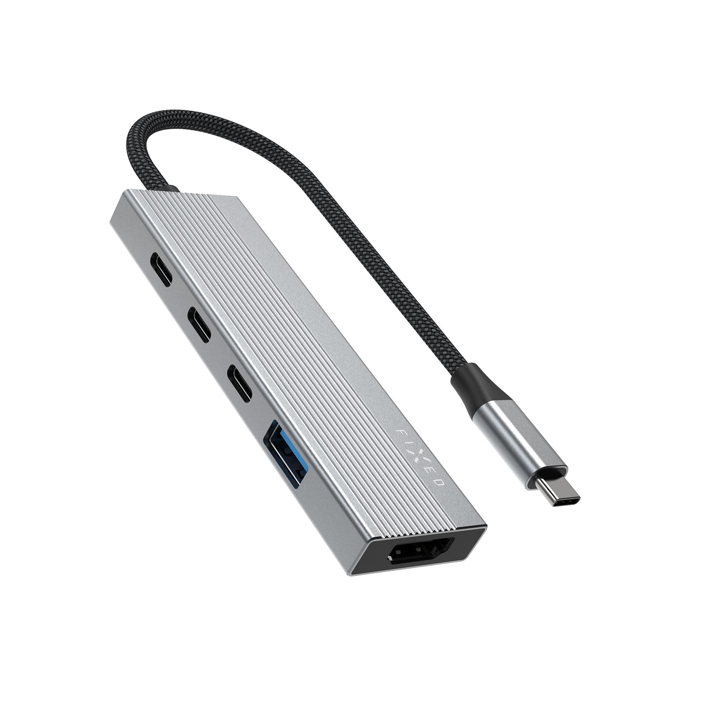 5-Port-USB-C-Festverteiler aus Aluminium, für Laptops und Tablets, 100 W, PD 3.0, Space Grau