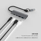 4-Port-USB-C-Hub aus Aluminium (fest montiert) mit USB-A-Adapter, Space Grau