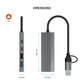 4-Port-USB-C-Hub aus Aluminium (fest montiert) mit USB-A-Adapter, Space Grau