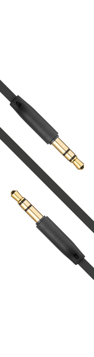 Plochý audio AUX kabel FIXED s konektory 2 x 3,5 mm jack, černý - FIXED