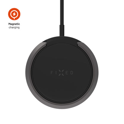 Bezdrátová nabíječka FIXED MagPad s podporou uchycení MagSafe a stojánkem, 15W, černá