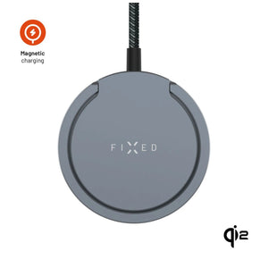 Bezdrátová nabíječka FIXED MagPad Pro s podporou MagSafe, Qi2 certifikací a stojánkem, 15W, šedá - FIXED