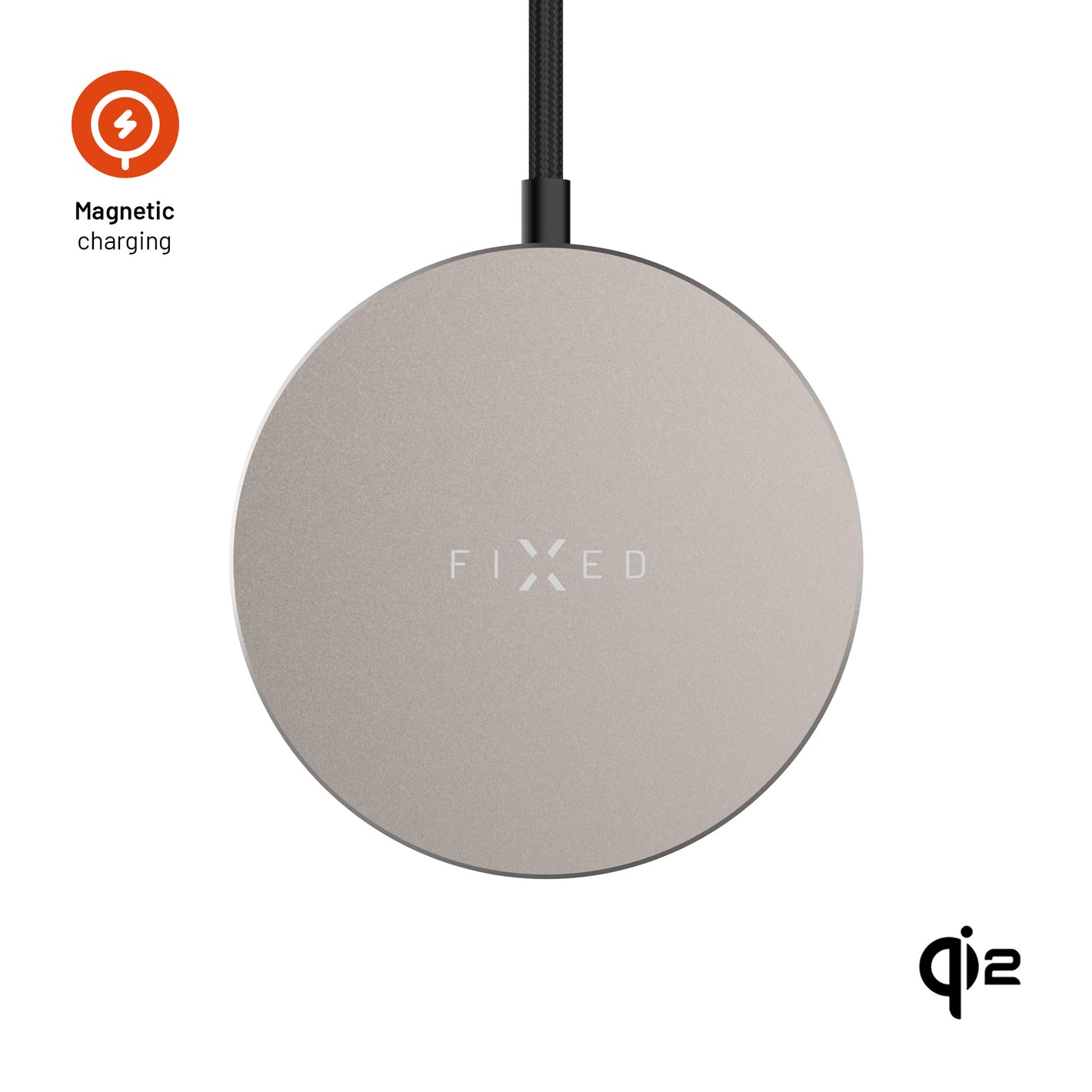 Bezdrátová nabíječka FIXED MagPad Slim s Qi2, podporou MagSafe, 15W, titanová