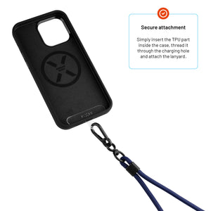 Univerzálna šnúrka FIXED NeckUni pre telefóny so zadným krytom, modrá