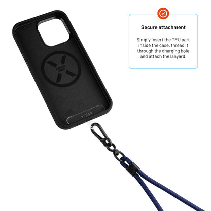 Univerzálna šnúrka FIXED NeckUni pre telefóny so zadným krytom, modrá