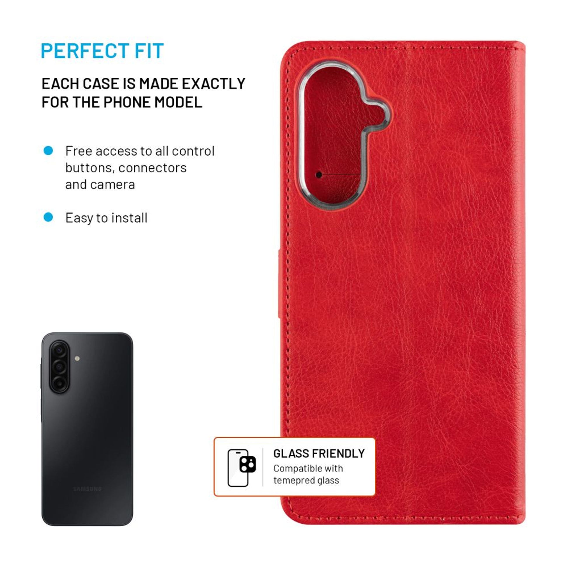 Pouzdro typu kniha FIXED Opus pro Samsung Galaxy A17 4G/5G, červené - FIXED