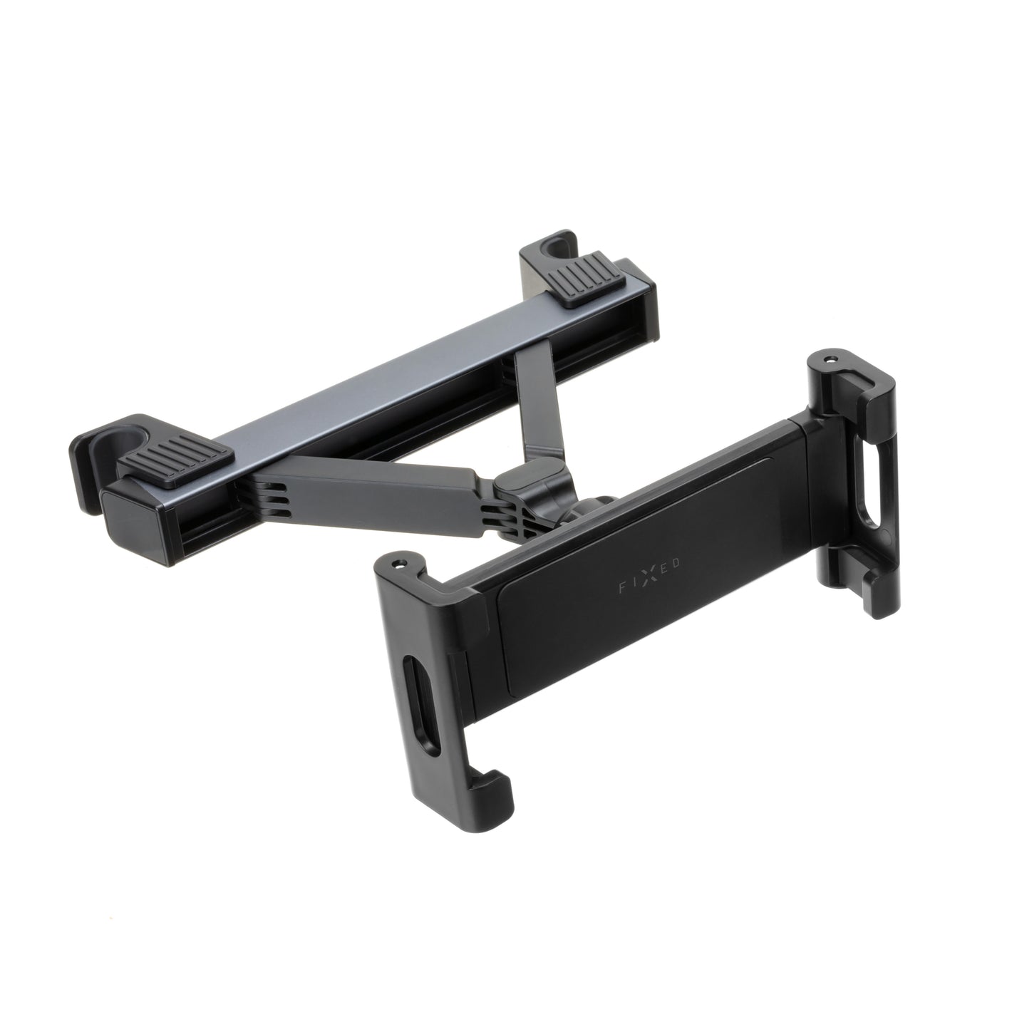 Univerzální držák pro tablety FIXED Passenger Max s uchycením do opěrky hlavy a posuvným ramenem, space gray