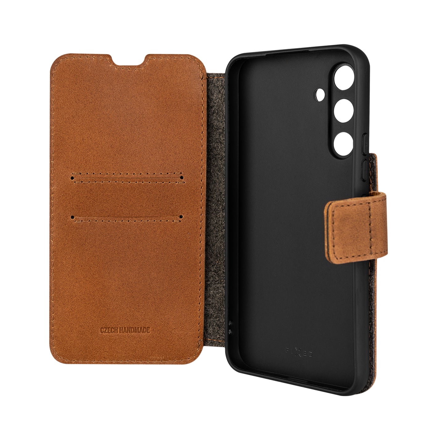 Kožené pouzdro typu kniha FIXED ProFit pro Samsung Galaxy A54 5G, hnědé