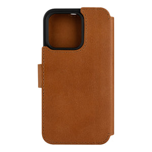 Kožené puzdro typu kniha FIXED ProFit pre Apple iPhone 15 Pro, hnedé