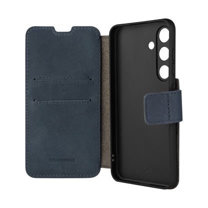 Kožené pouzdro typu kniha FIXED ProFit pro Samsung Galaxy S24, modré