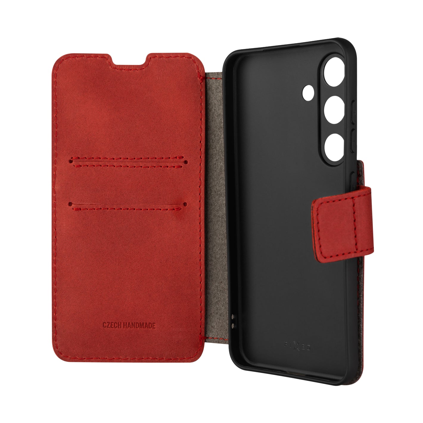 Kožené pouzdro typu kniha FIXED ProFit pro Samsung Galaxy S24, červené