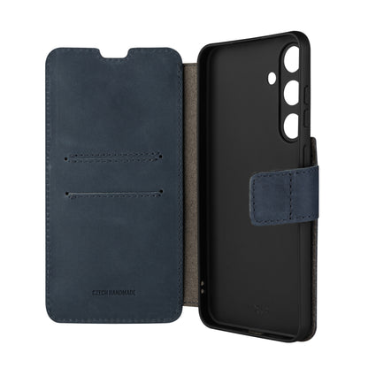 Kožené pouzdro typu kniha FIXED ProFit pro Samsung Galaxy S24+, modré