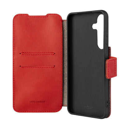 Kožené puzdro typu kniha FIXED ProFit pre Samsung Galaxy S25+, červené