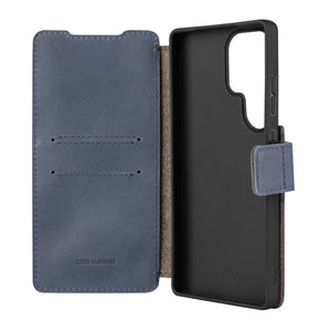 Kožené pouzdro typu kniha FIXED ProFit pro Samsung Galaxy S25 Ultra, modré