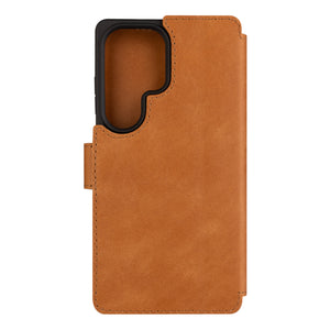 Kožené pouzdro typu kniha FIXED ProFit pro Samsung Galaxy S25 Ultra, hnědé
