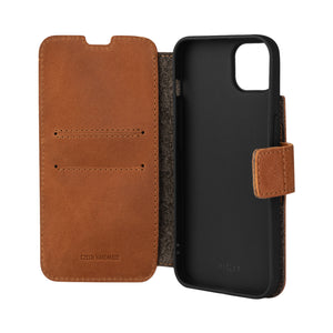 Kožené puzdro typu kniha FIXED ProFit pre Apple iPhone 14 Plus, hnedé