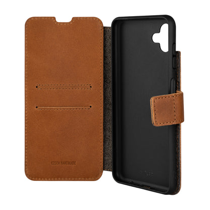 Kožené pouzdro typu kniha FIXED ProFit pro Samsung Galaxy M13 5G, hnědé