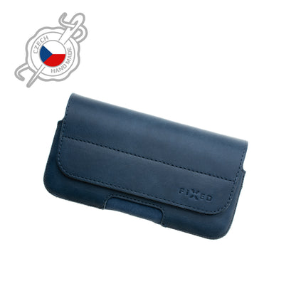 Horizontálne kožené púzdro FIXED Posh so zatváraním, veľkosť 4XL+, modré