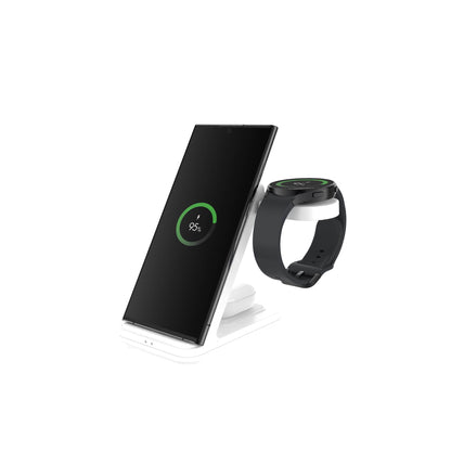 Stojánek FIXED Powerstation pro Samsung s bezdrátovým nabíjením až pro 3 zařízení, 15W+5W+2.5W, bílý