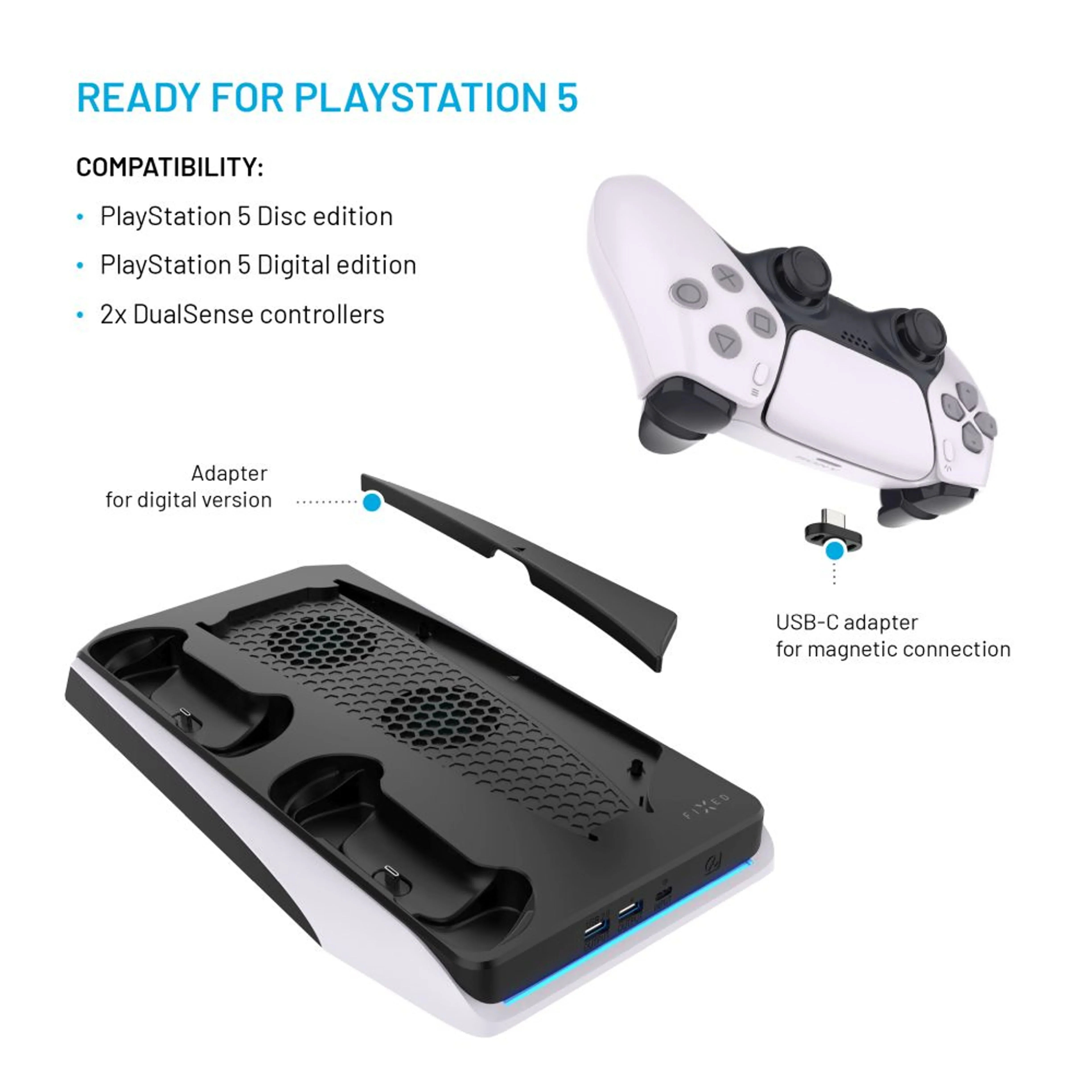 FIXED Multifunctional Station for PS5, black and white