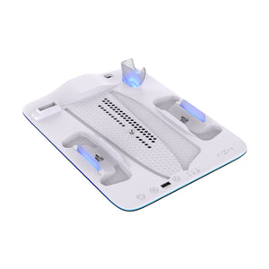 FIXED Dockingstation für PlayStation 5 (Pro/Slim) mit Lüftern und Lademöglichkeit für 2xDualSense, schwarz-weiß