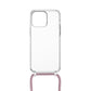 Pouzdro FIXED Pure Neck s růžovou šňůrkou na krk pro Apple iPhone 15 Pro