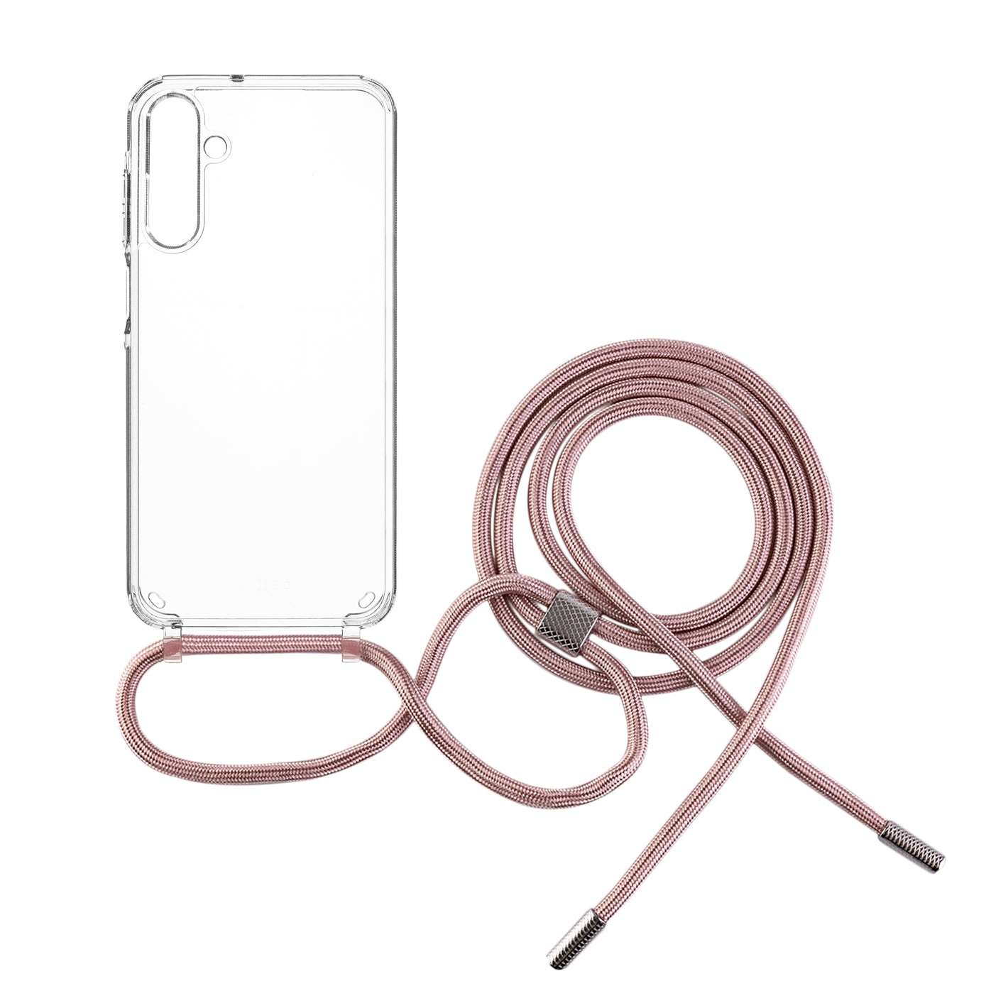 Púzdro FIXED Pure Neck s ružovou šnúrkou na krk pre Samsung Galaxy A15/A15 5G