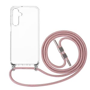 Pouzdro FIXED Pure Neck s odnímatelnou růžovou šňůrkou na krk pro Samsung Galaxy A16 4G/5G